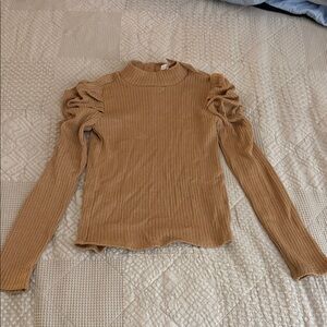 Janie and Jack Ruffled Sleeve Tan Top